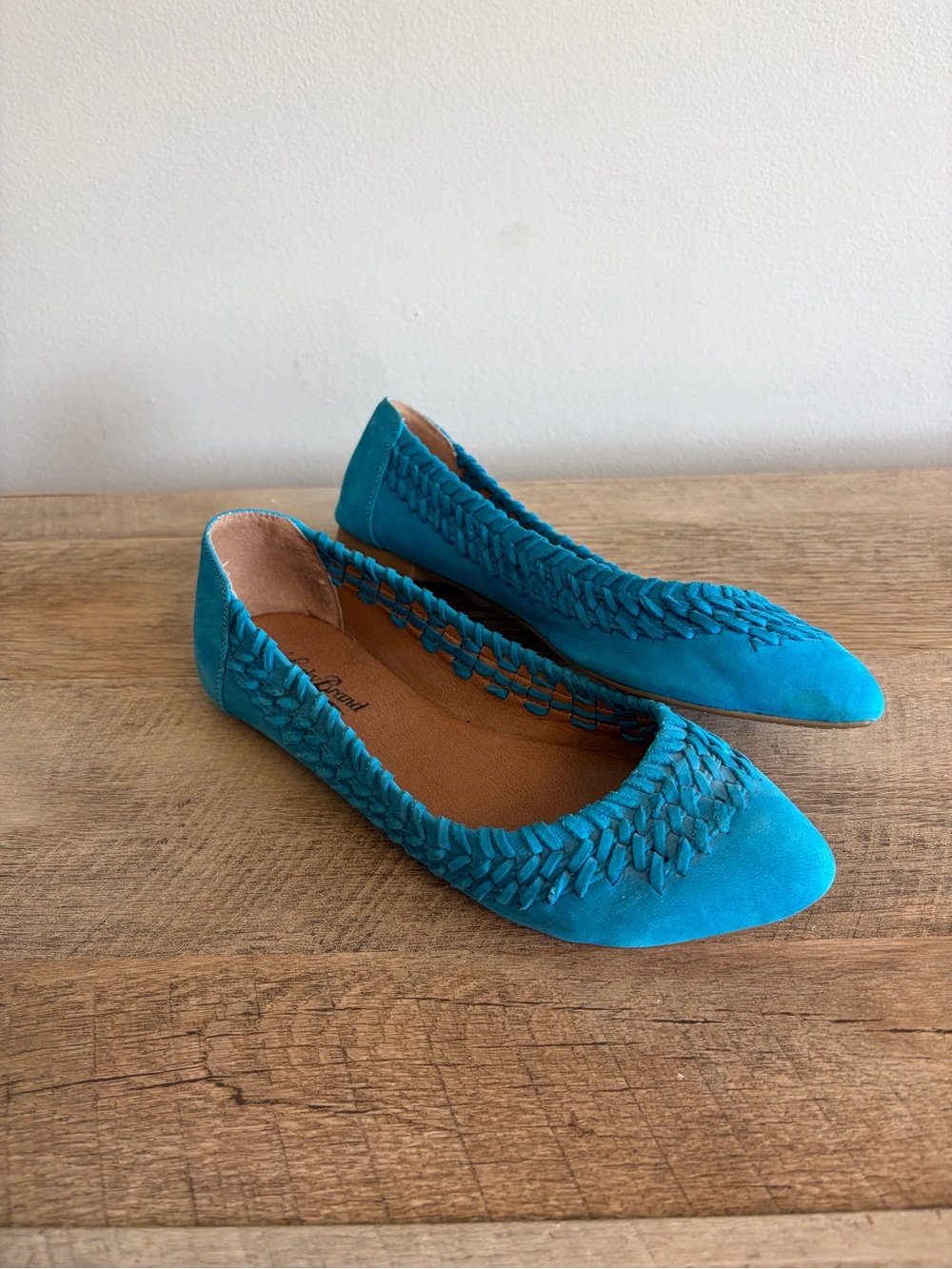Lucky Brand Flats Women’s Size 7 PHOENE Blue Slip-on‎ Leather Woven Shoes - Picture 2 of 10